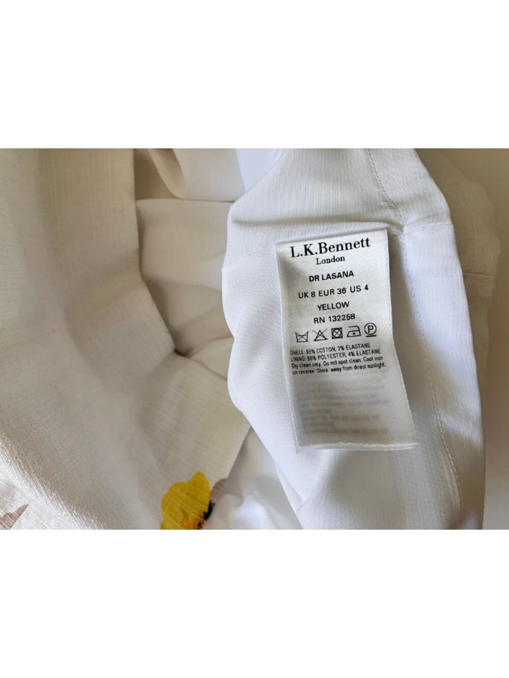 LK Bennett Lasana Poppy Dress Yellow Size 4 - Picture 7 of 8